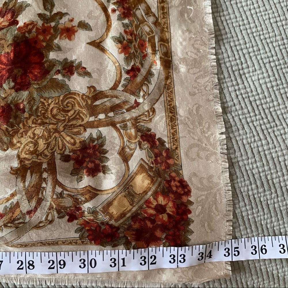 Vtg Floral Scarf Made in Italy Polyester Square - Picture 5 of 9